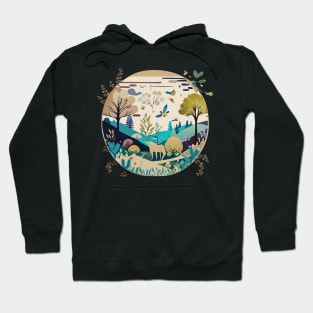 a nature-inspired t-shirt design featuring serene landscapes and wildlife. Utilize a soft color palette and intricate details to capture the beauty of the outdoors, tipseason Hoodie